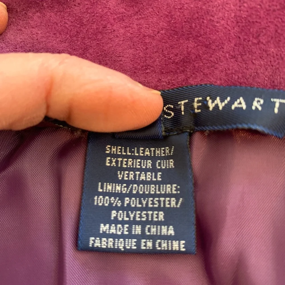 Catherine Stewart Purple Women's Suede Ruffled Jacket Size M